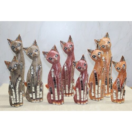 Ahşap 3'lü Kedi Seti 30 Cm Model 2