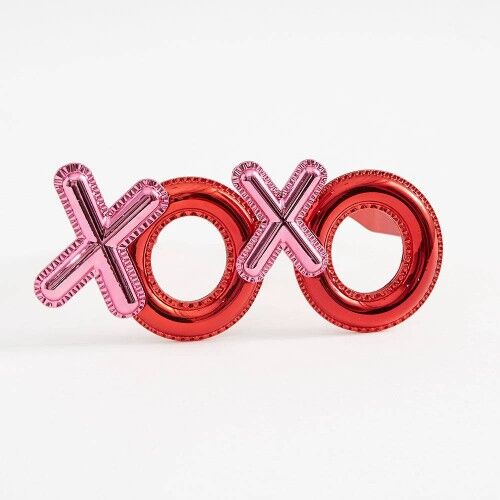 Kırmızı Renk Xoxo Yazılı Parti Gözlüğü