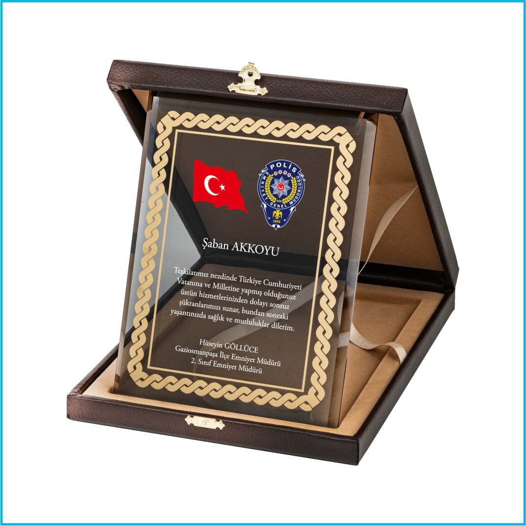 15x20 Motifli Kutulu Kristal Plaket