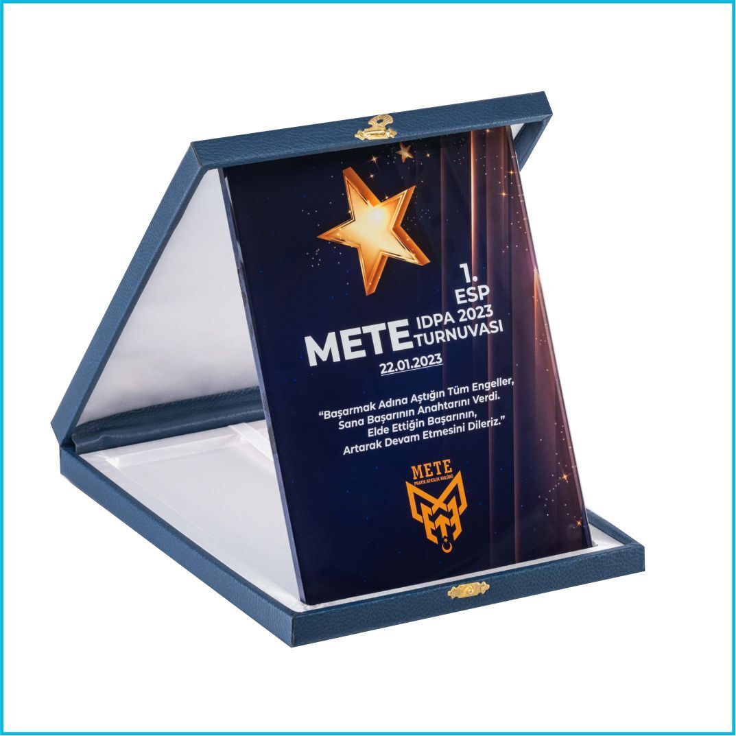 18x24 Motifli Kutu Kristal Plaket