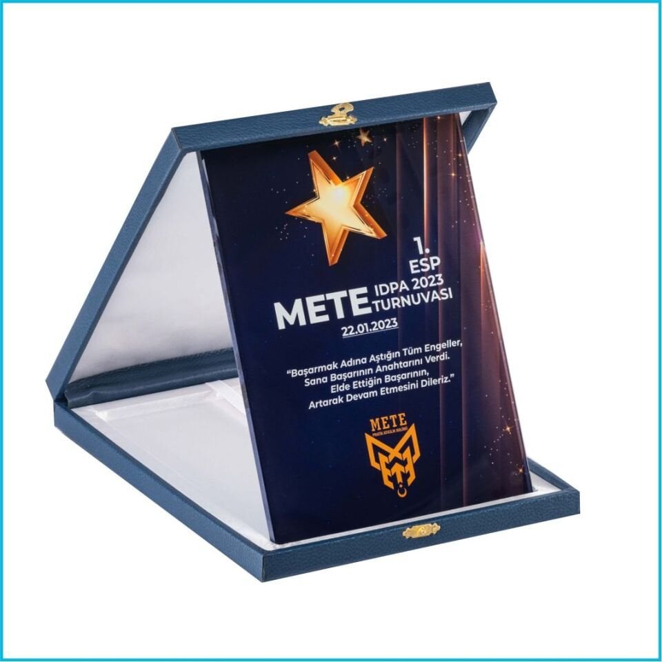 18x24 Motifli Kutu Kristal Plaket