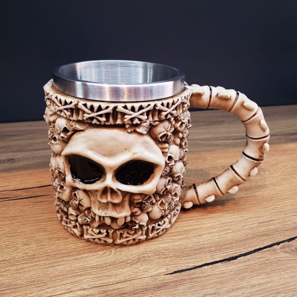 3D Tasarımlı İskelet Kupa Bardak