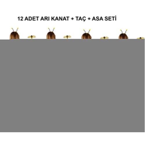 Okul Gösterileri için Arı Seti 12 Adet - Taç, Kanat, Asa